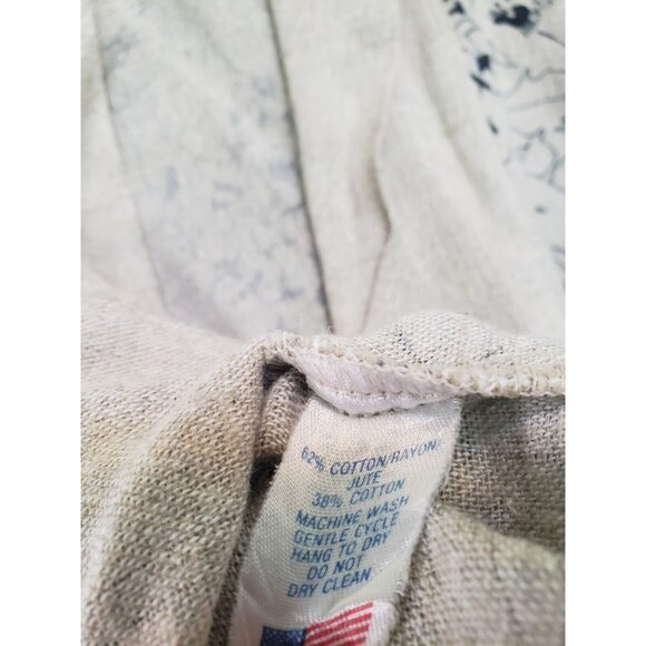 Arthur Max Sportswear Women XS Cardigan Tan Floral Cotton Rayon Jute Lagenlook - Picture 7 of 7